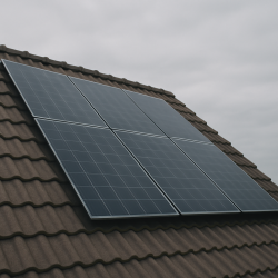 Panneaux solaires installés sur une toiture résidentielle à Abbeville par temps couvert en matinée